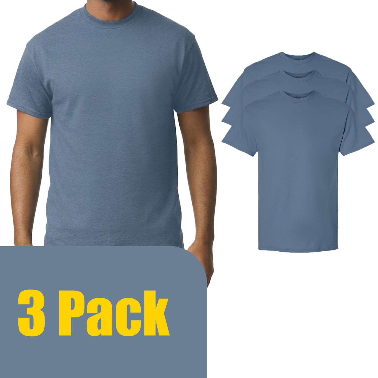 Gildan Ultra Cotton Indigo Blue T-Shirt Craft Bundle, Unisex Short Sleeve Crewneck Blanks for DIY Printing